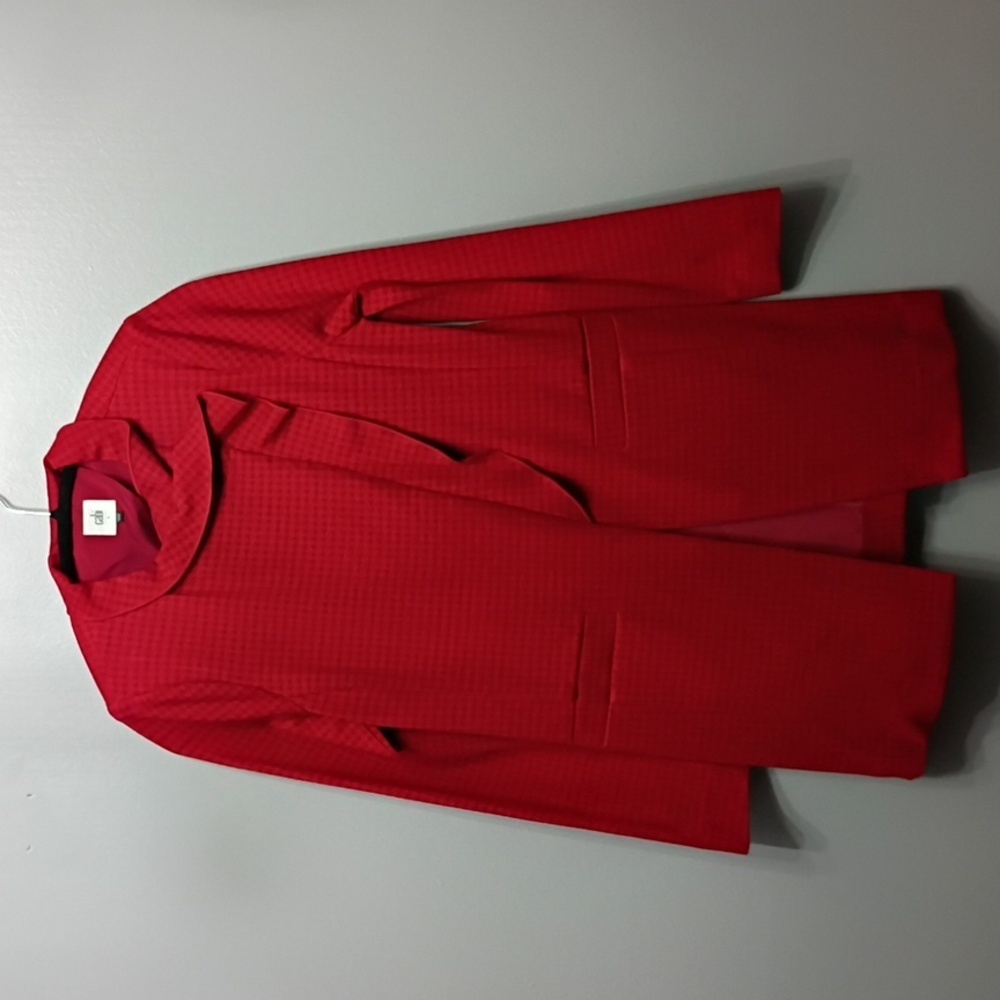 Cabi Red Houndstooth Celebration Women's Red Coat SZ Small - Picture 2 of 11